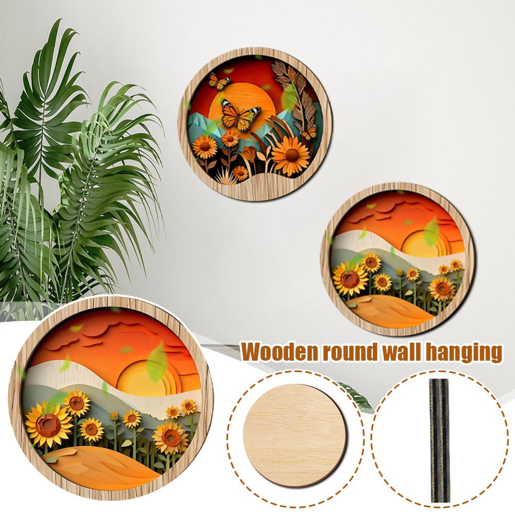 Interior Design Landscape - ordic Style 3D Wooden Circular Wall