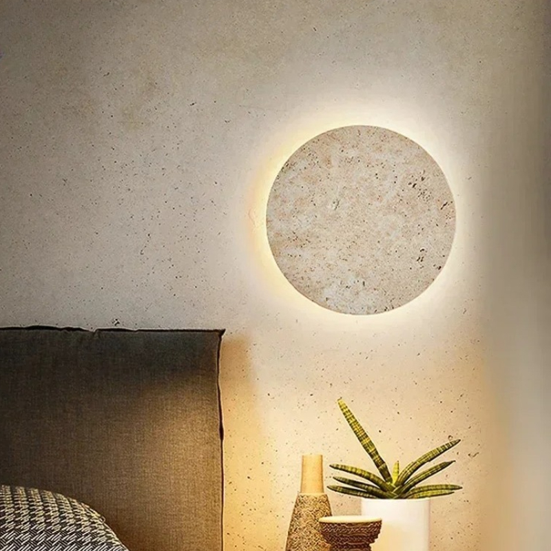Interior Design Japandi - Wabi-Sabi Yellow Travertine Wall Light Natural