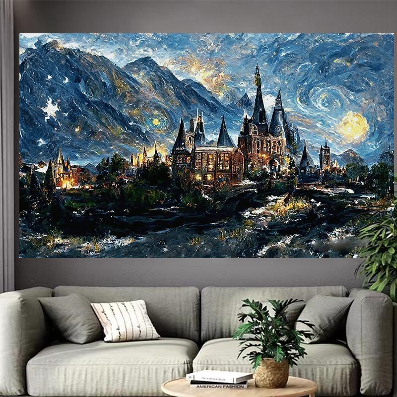 Castle Lake Wall Tapestry Fant - Interior Design Landscape ulasan dan harga