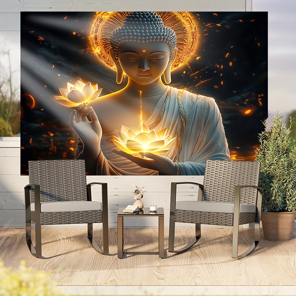 Buddha with Lotus Flower Wall  - Interior Design Zen ulasan dan harga