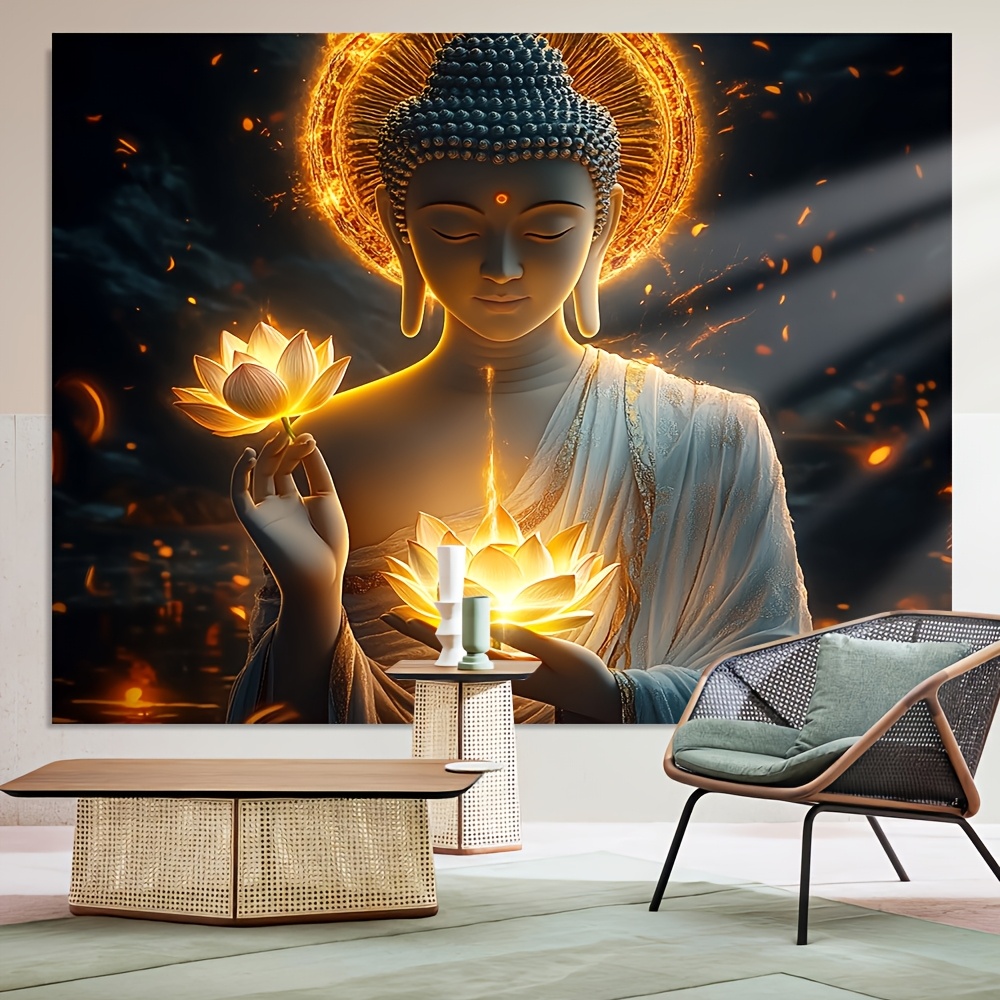 Buddha with Lotus Flower Wall  - Interior Design Zen ulasan dan harga