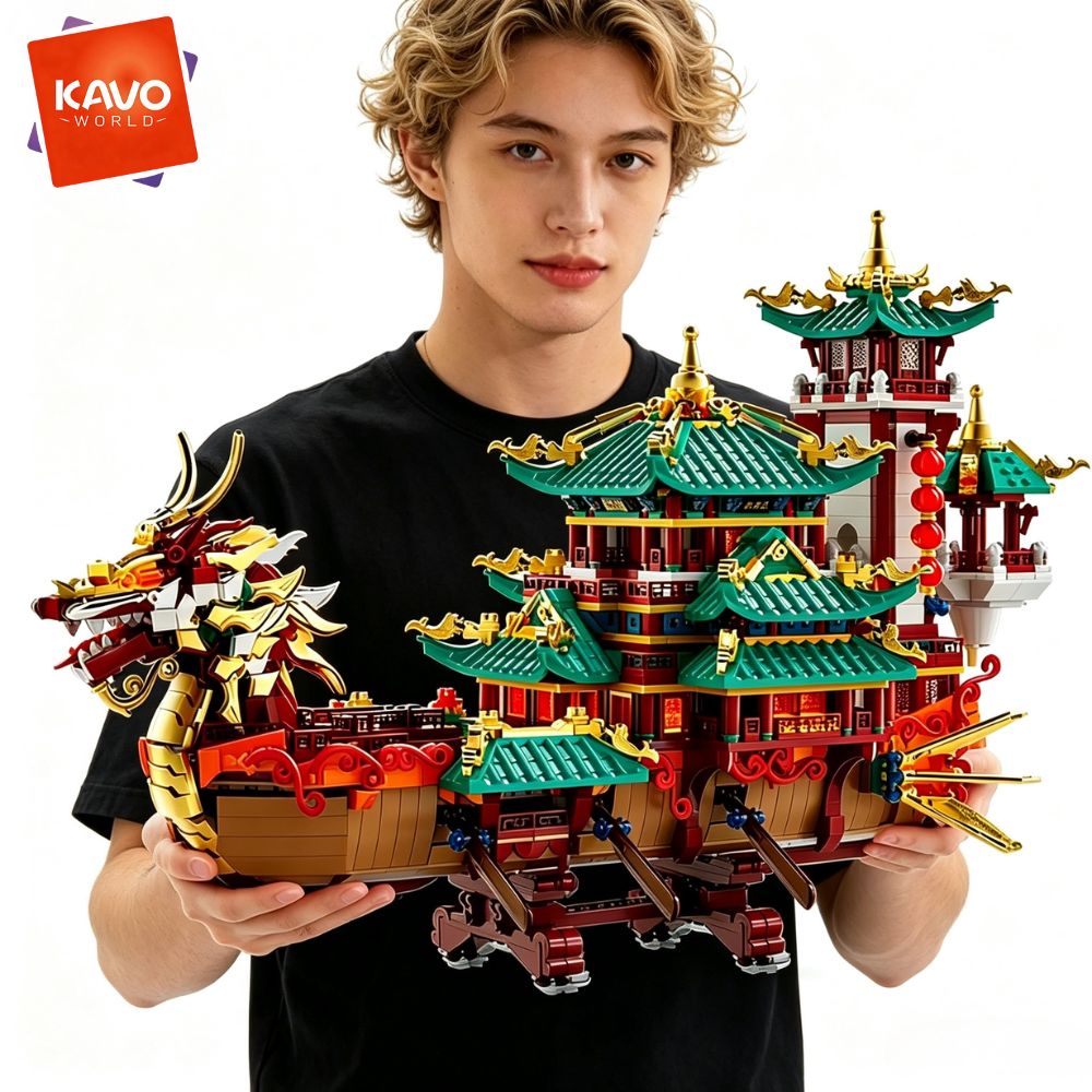 KAVOWORLD 2453pcs Dragon Boat  - Interior Design Lego ulasan dan harga