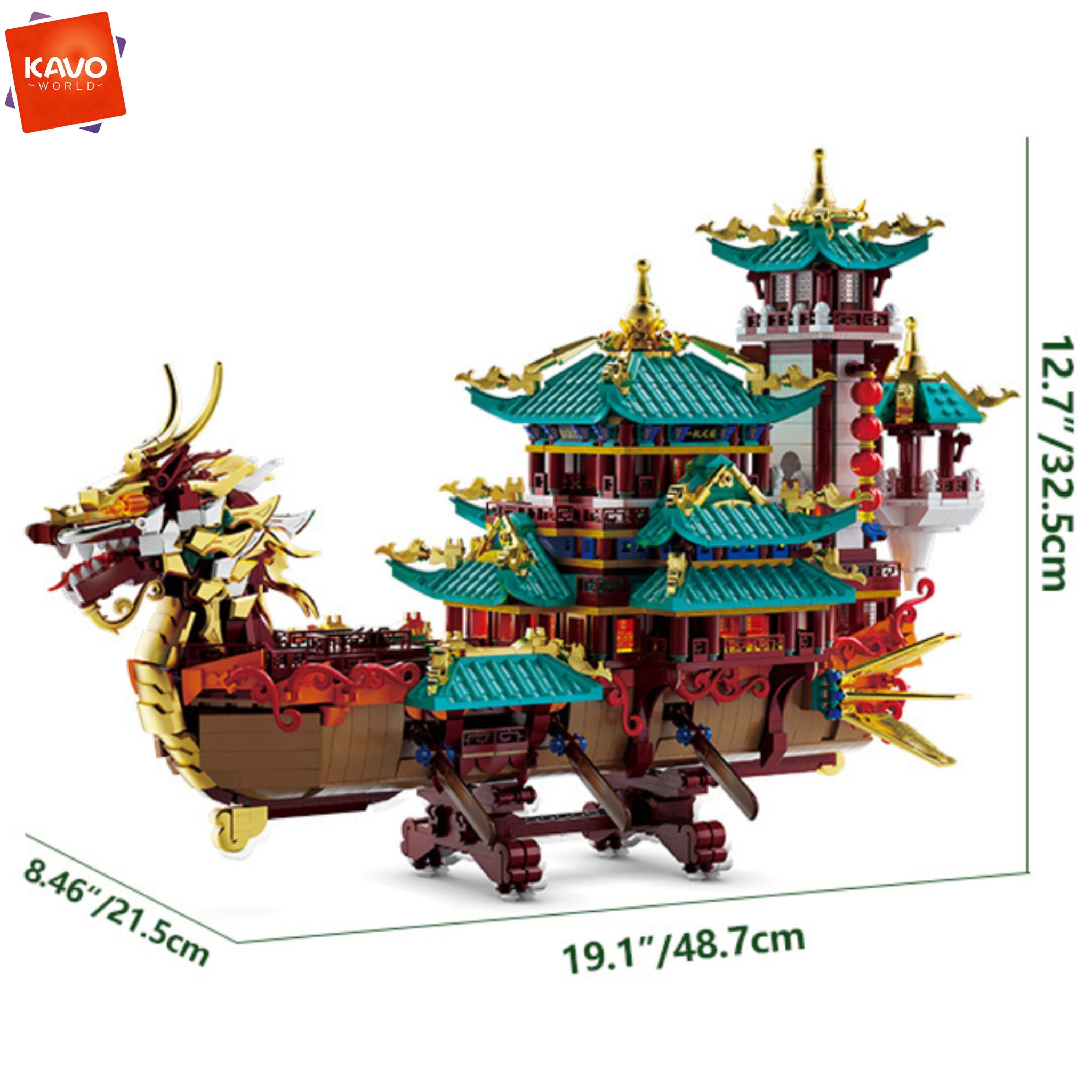 KAVOWORLD 2453pcs Dragon Boat  - Interior Design Lego ulasan dan harga