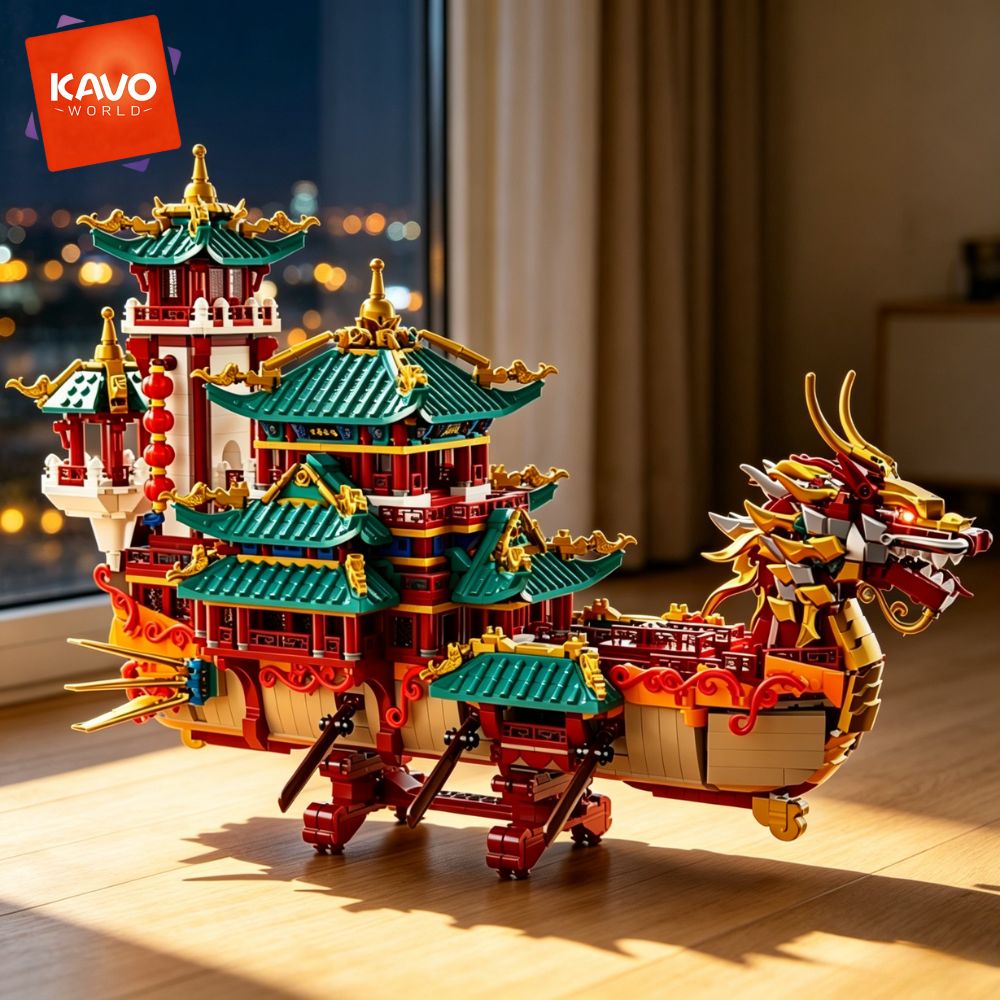 KAVOWORLD 2453pcs Dragon Boat  - Interior Design Lego ulasan dan harga