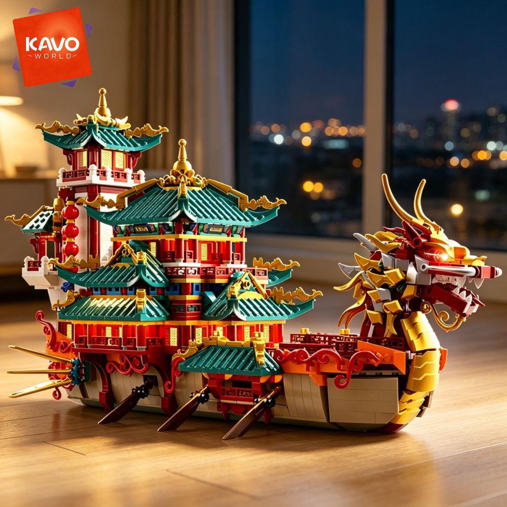 KAVOWORLD 2453pcs Dragon Boat  - Interior Design Lego ulasan dan harga