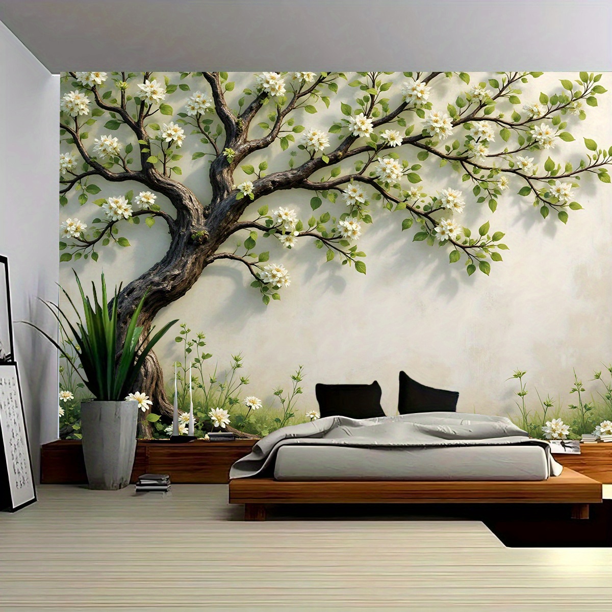 3D Blossoming Tree Wall Mural  - Interior Design Zen ulasan dan harga