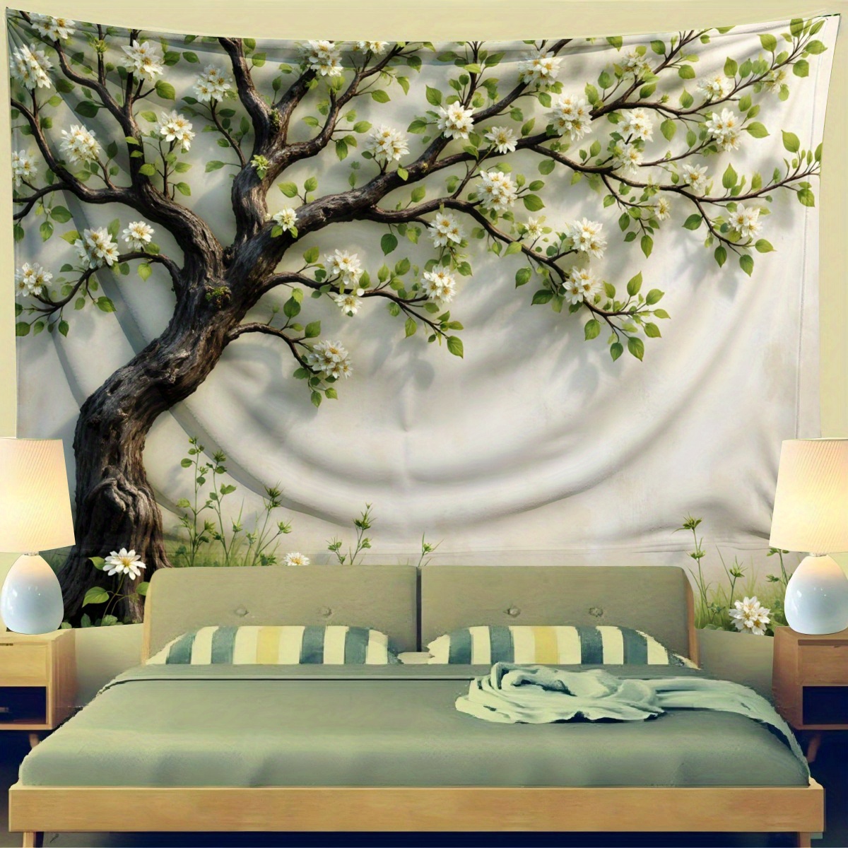 3D Blossoming Tree Wall Mural  - Interior Design Zen ulasan dan harga