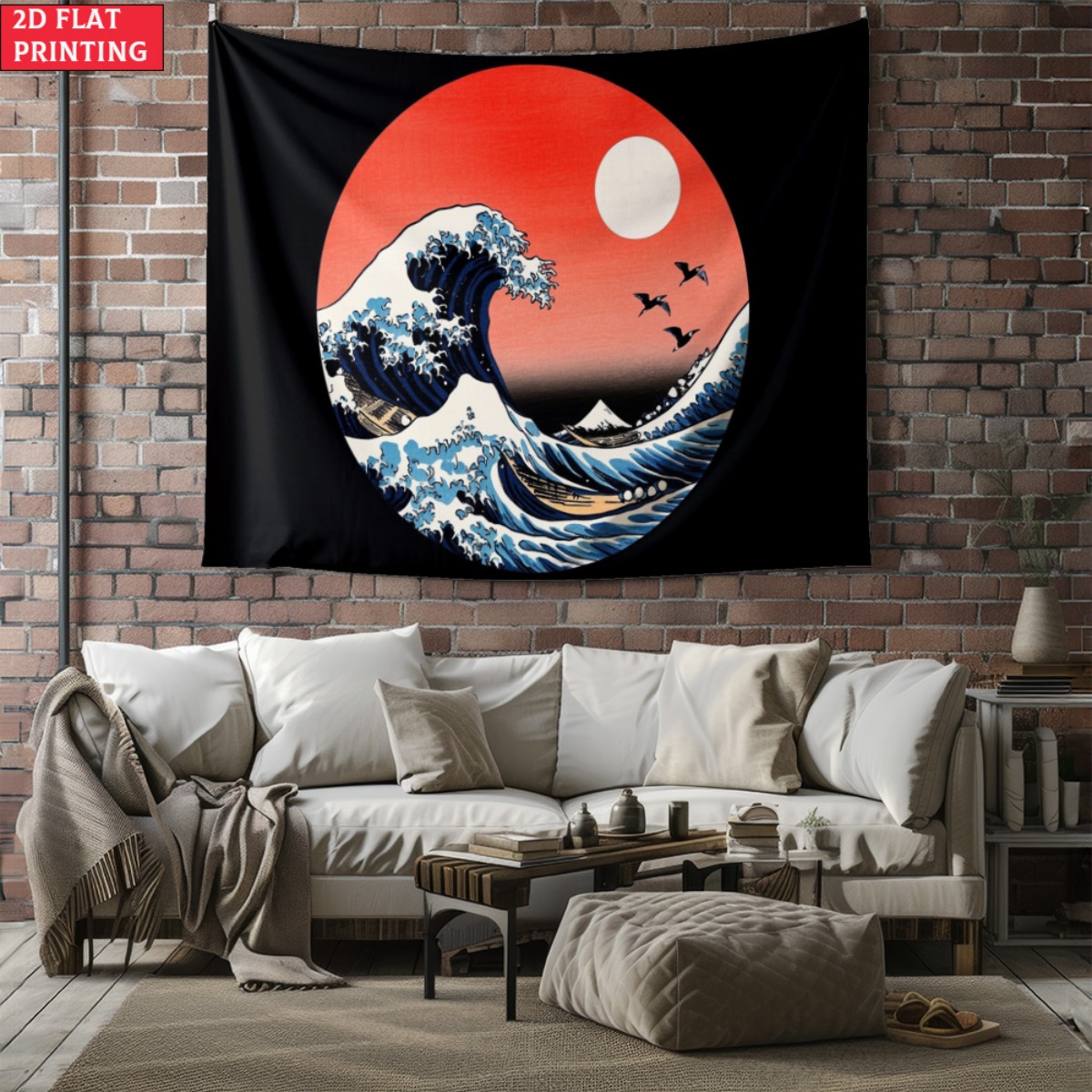 unframed Japanese Wave Sunset  - Interior Design Zen ulasan dan harga