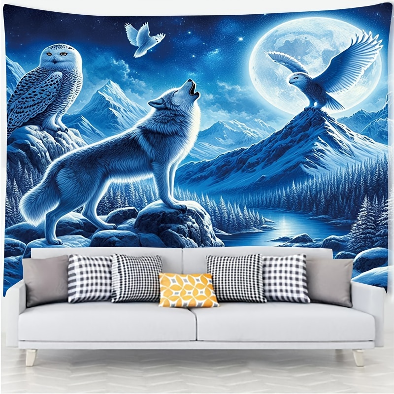 Wolf Howling At Moon Wall Mura - Interior Design Landscape ulasan dan harga